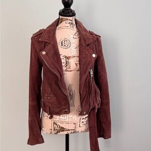 Blank NYC Suede Biker Jacket - Deep Brown